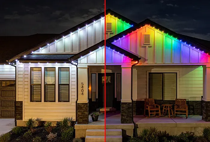 Craftsman porch: white scene on the left, colour scene on the right